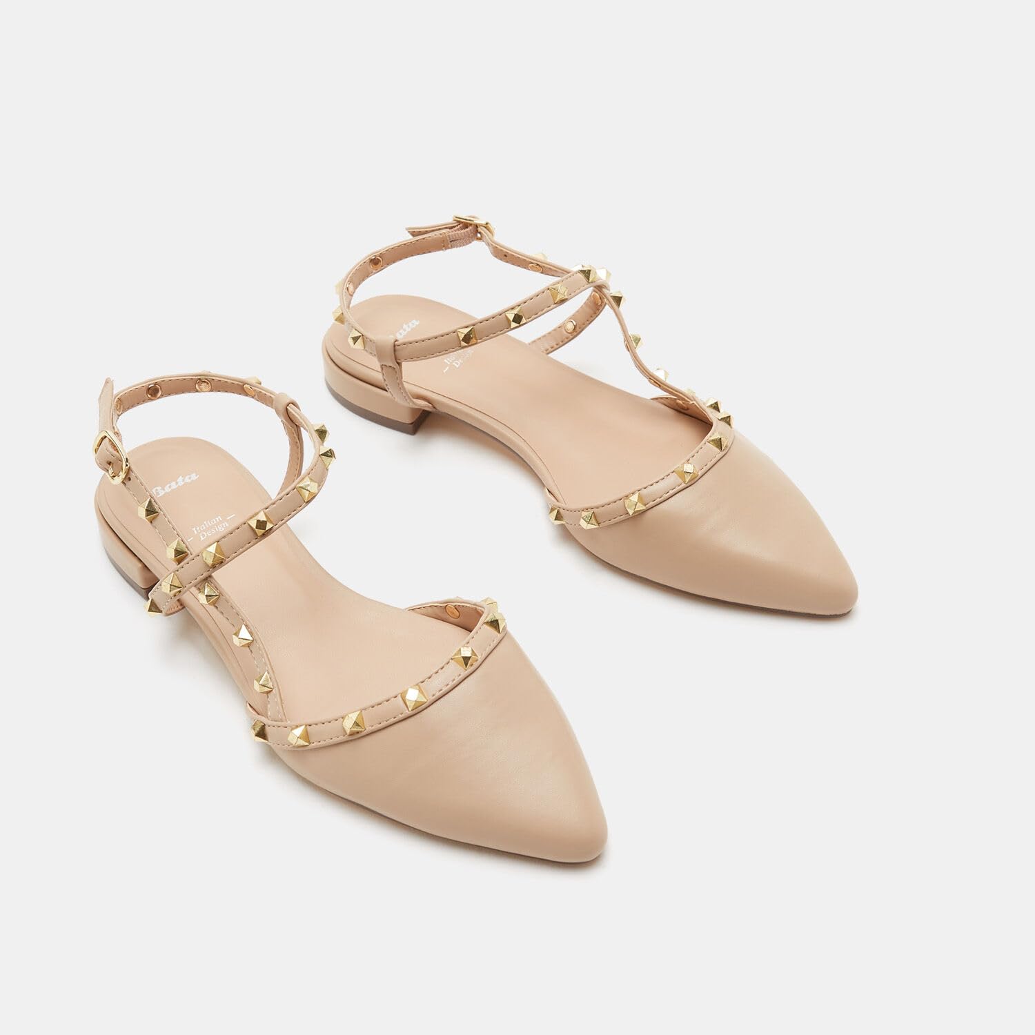 Bata Ballerines pointues cloutées plates