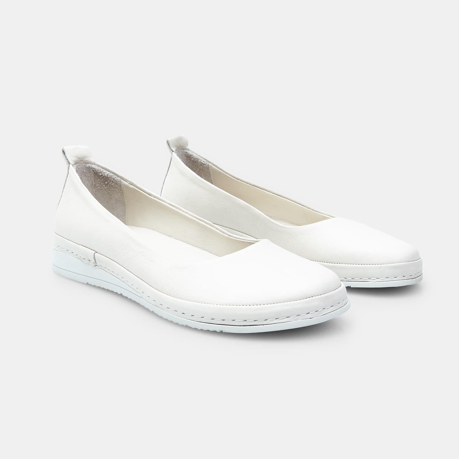 Bata Ballerines Cuir Femme Blanc 36 EU Confort Plat