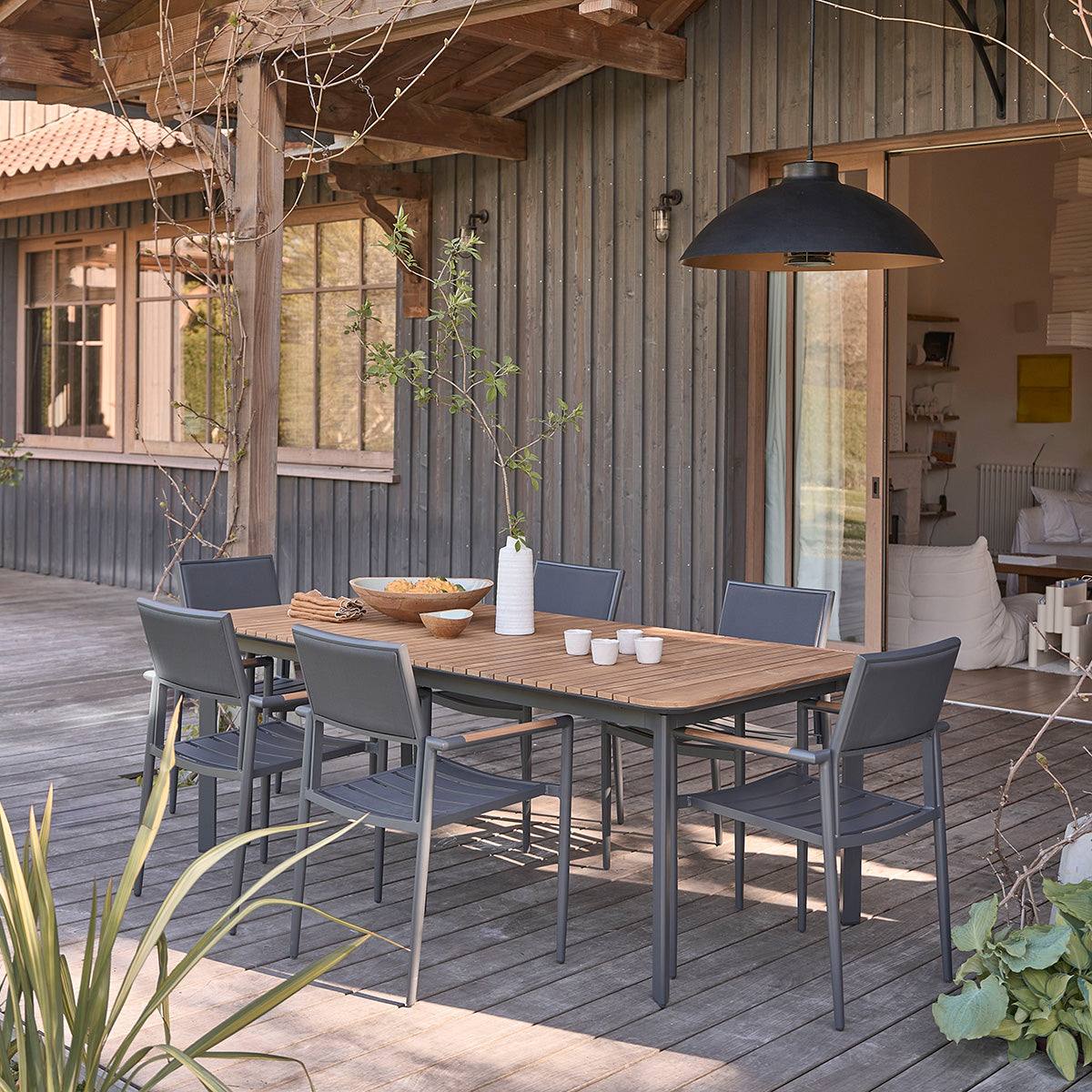 Berah Getah Siena table de jardin teck alu 200 cm 6/8 pers.