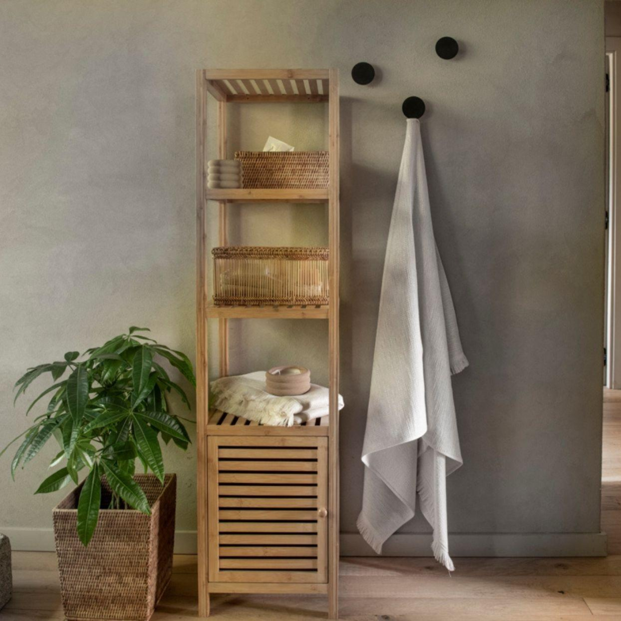 Andrea House armoire salle de bain bambou nordique 140 cm