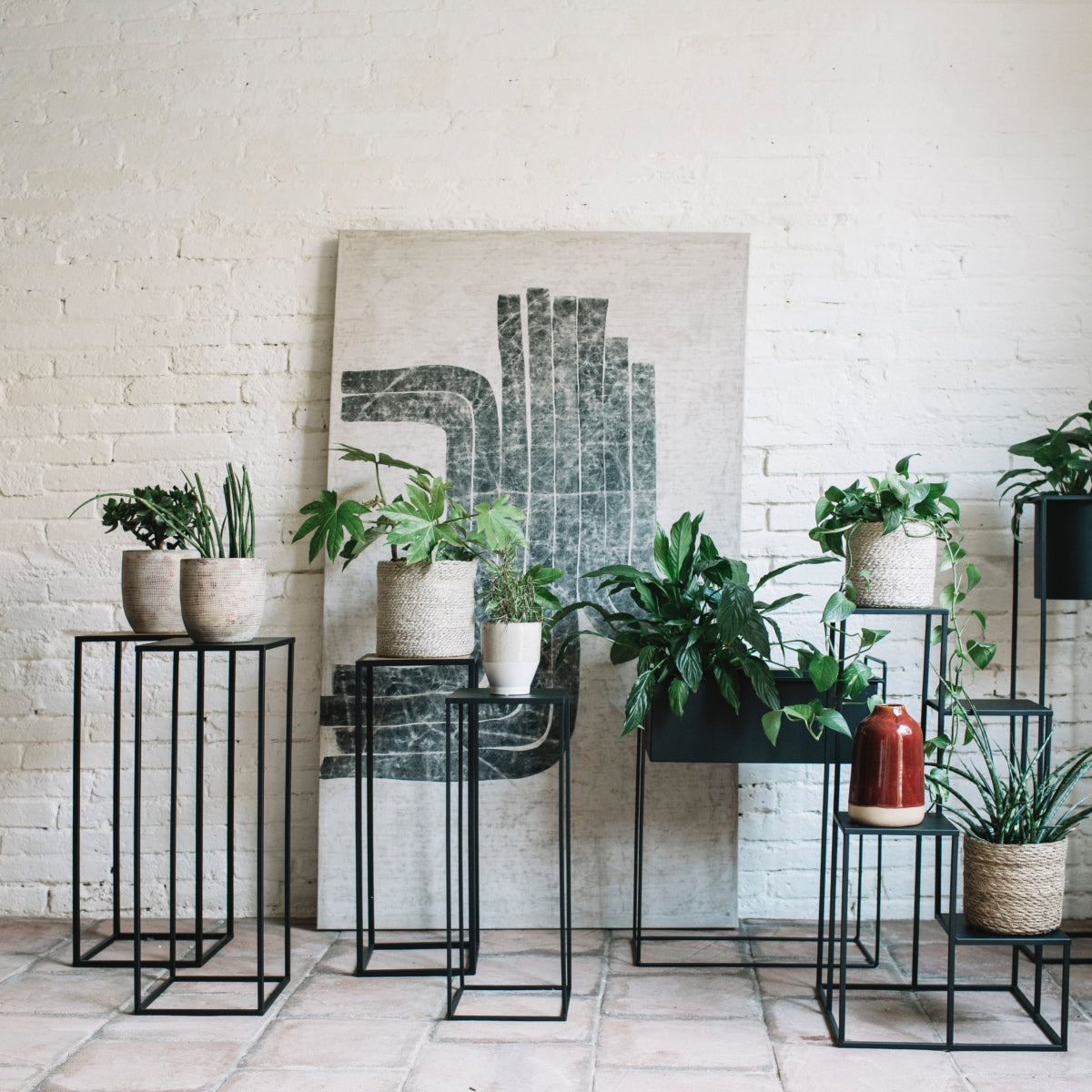 Andrea House Décor support plante métal noir