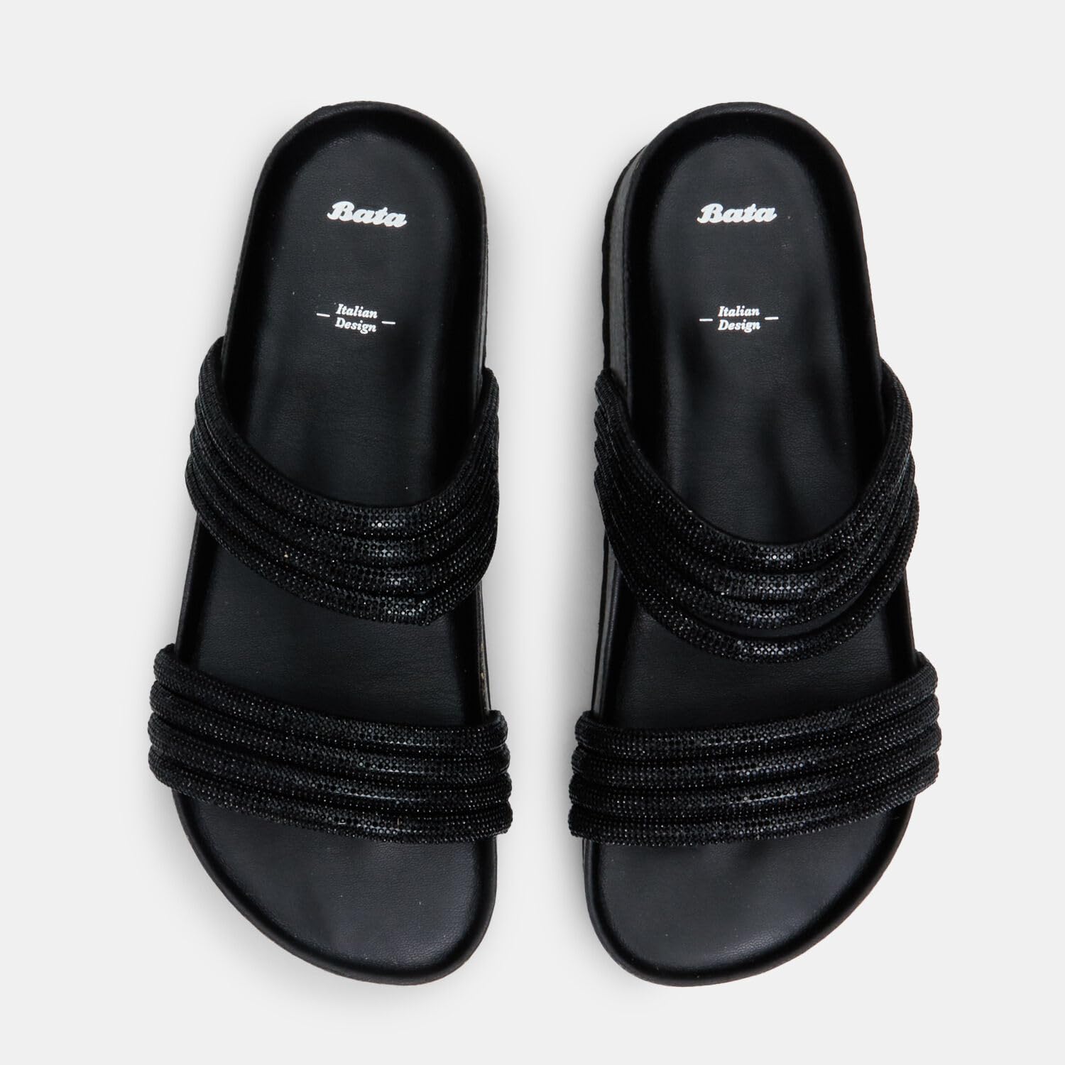 Bata Sandales Mules femme double bande plates