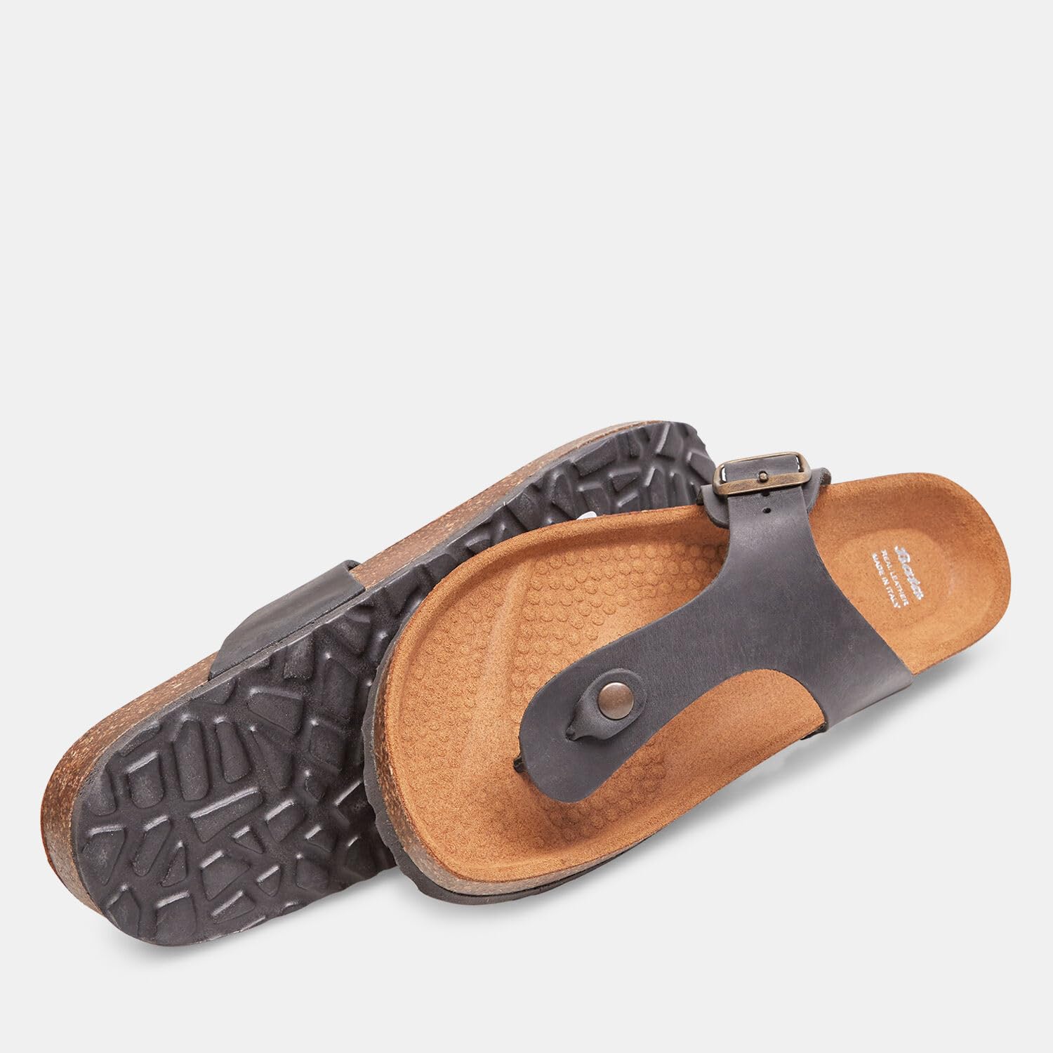 Bata Sandales tongs homme noires cuir synthétique