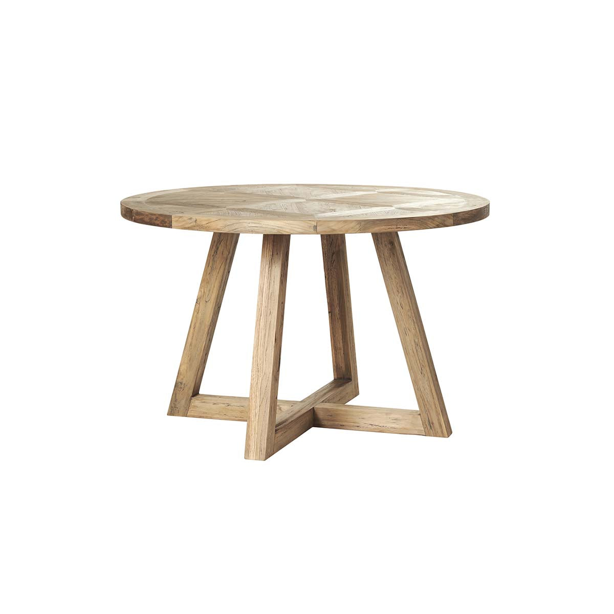 Berah Getah Cargo table ronde teck recyclé 4 pers chevrons