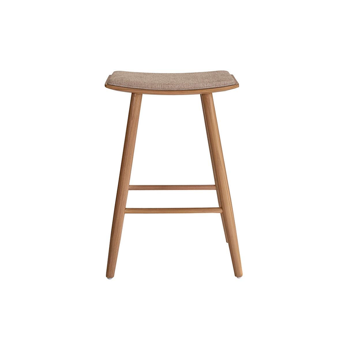 Berah Getah Ambre tabouret de bar teck velours grège 65 cm