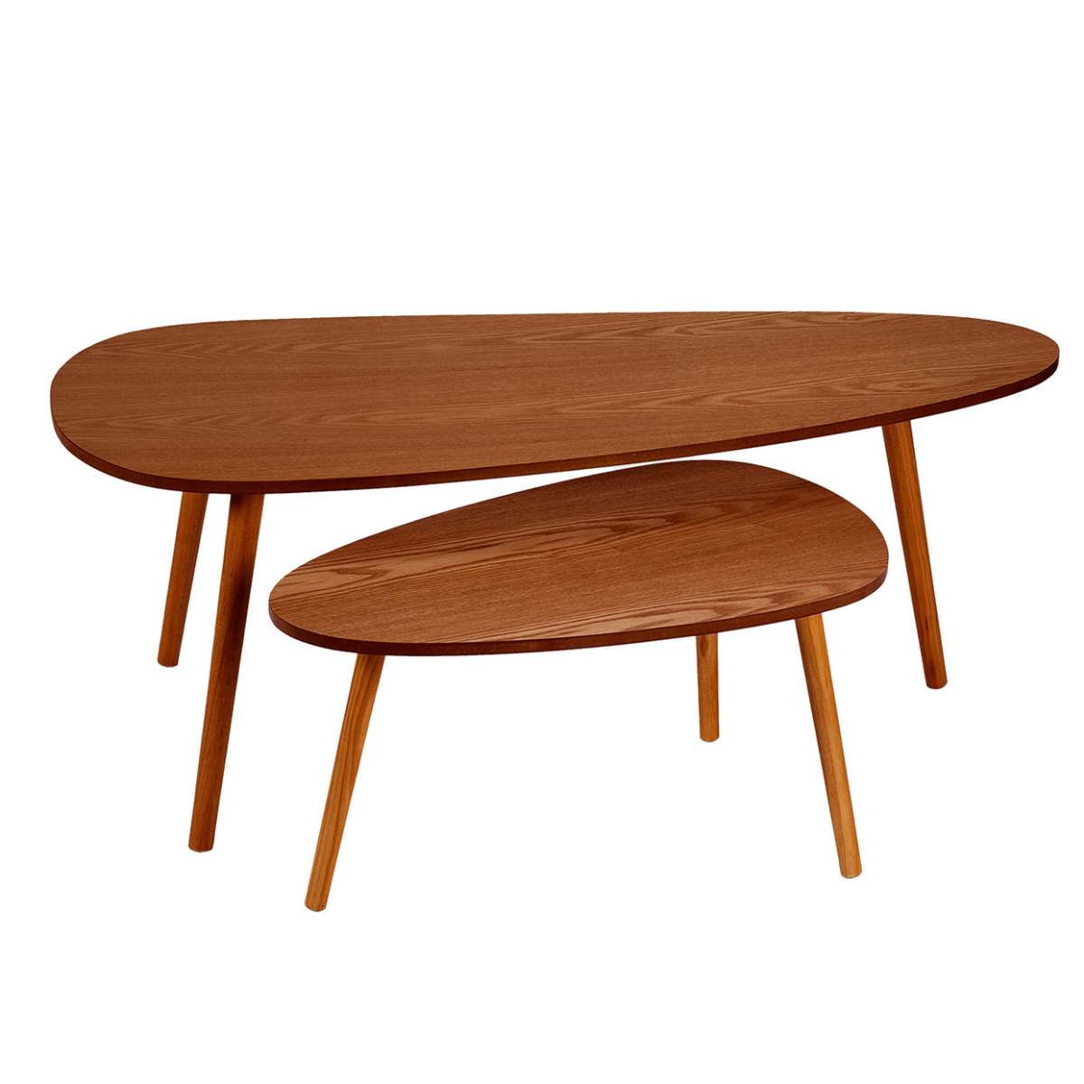 Andrea House Mueble set 2 tables gigognes frêne foncé