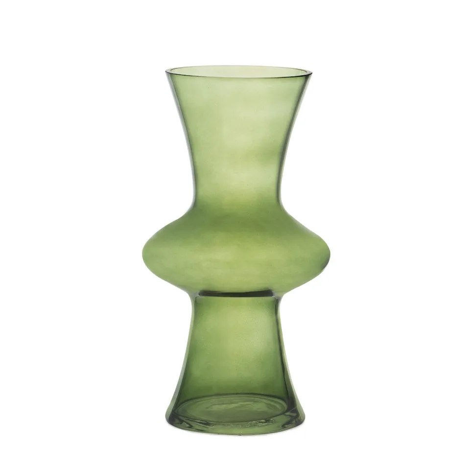 Andrea House Décoration vase verre vert 30 cm classique