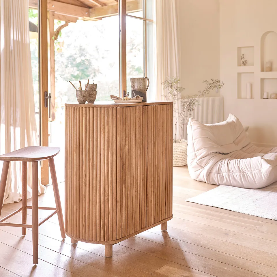 Berah Getah Coline meuble bar teck massif 90 cm push