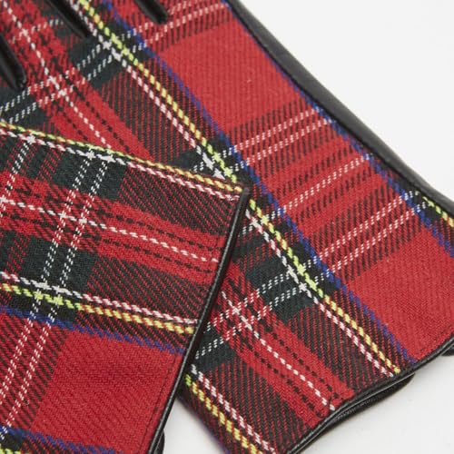 Bata Gants femme tissu écossais cuir