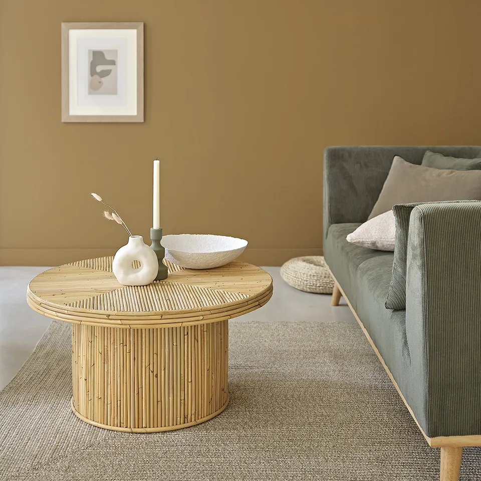 Berah Getah ALMA Table basse rotin naturel Ø 80 cm