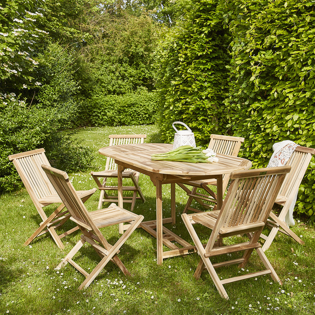 Berah Getah Melbourne salon de jardin teck 6 pers extensible