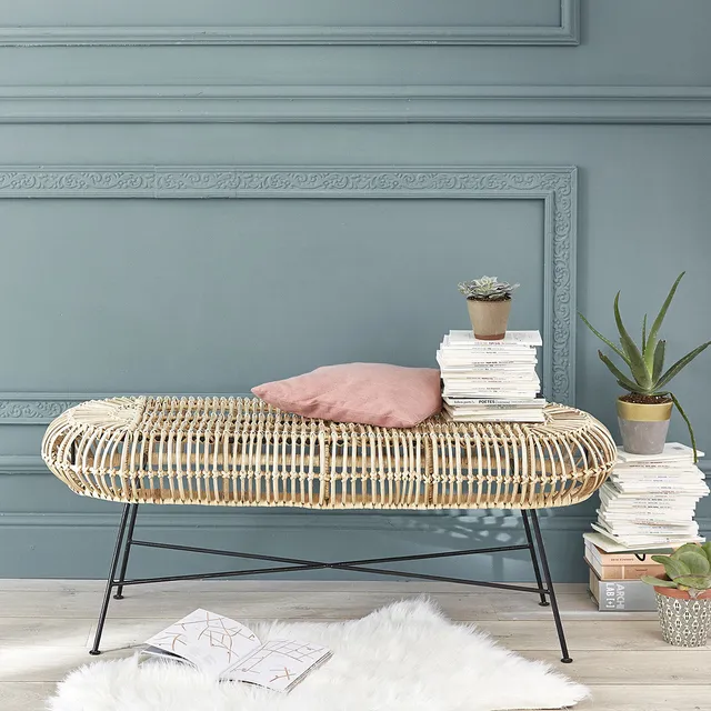Berah Getah Bohema banc rotin et métal banquette entrée