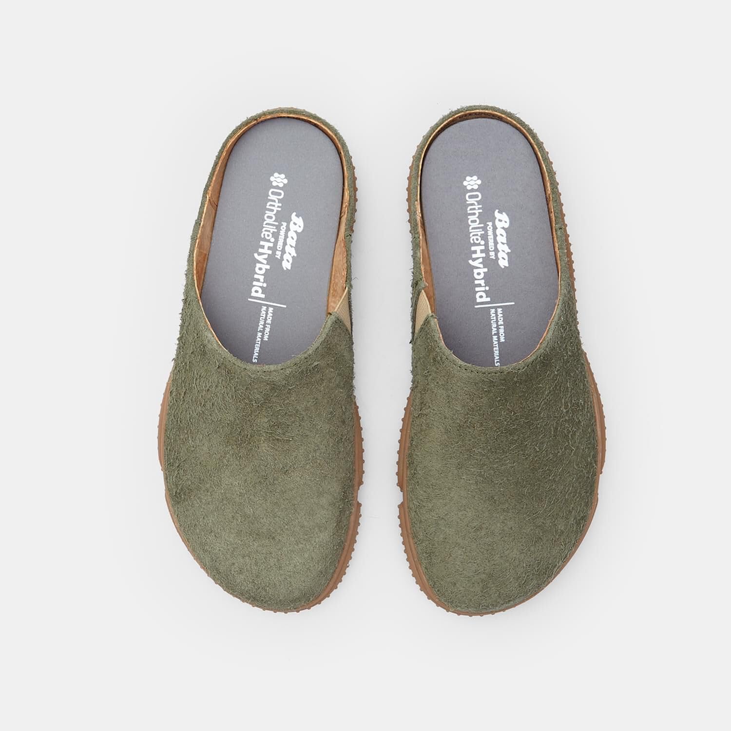 Bata Sandales Mules femme daim Barefoot Verde plates