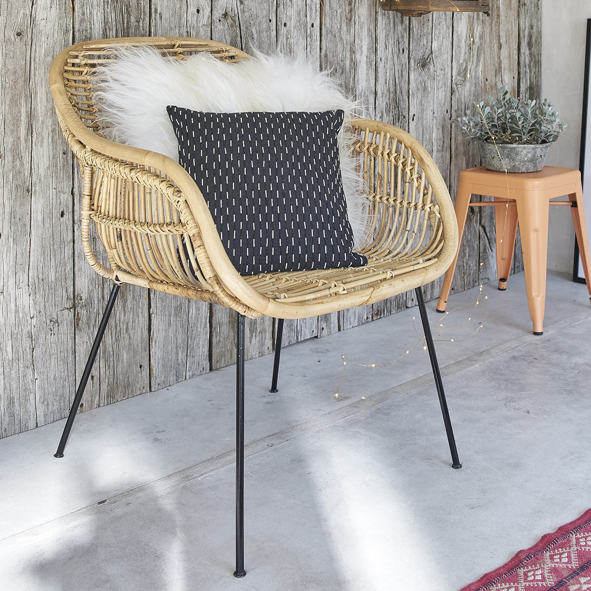 Berah Getah Bohema lot 2 fauteuils rotin métal naturel