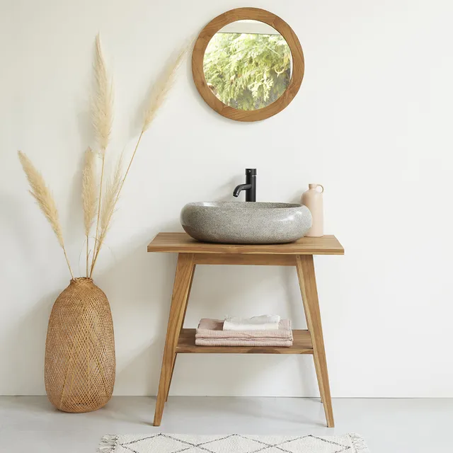 Berah Getah Sara meuble salle de bain teck 80 cm brut