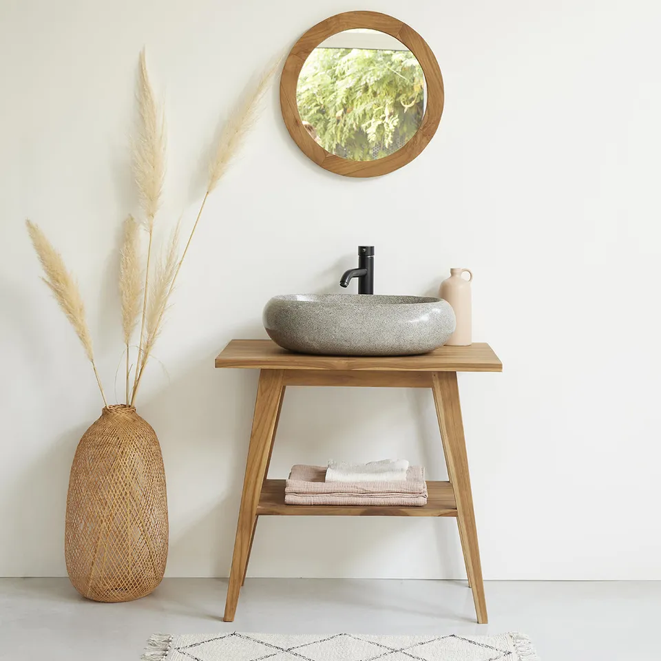 Berah Getah Sara meuble salle de bain teck 80 cm brut