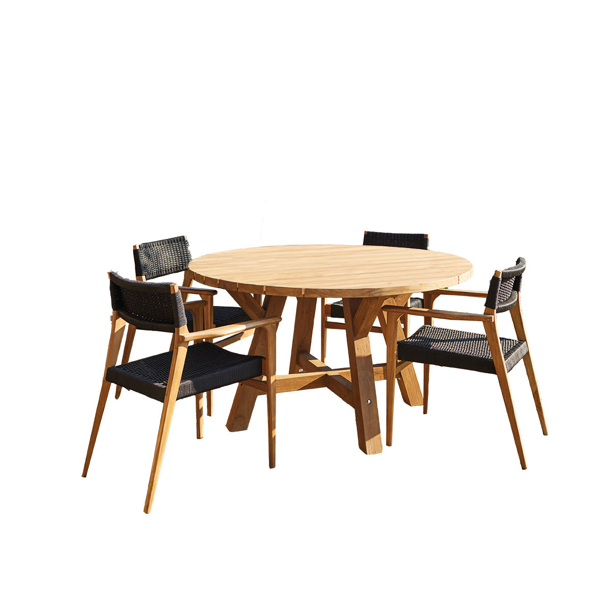 Berah Getah Esther salon de jardin teck recyclé 4 pers table ronde