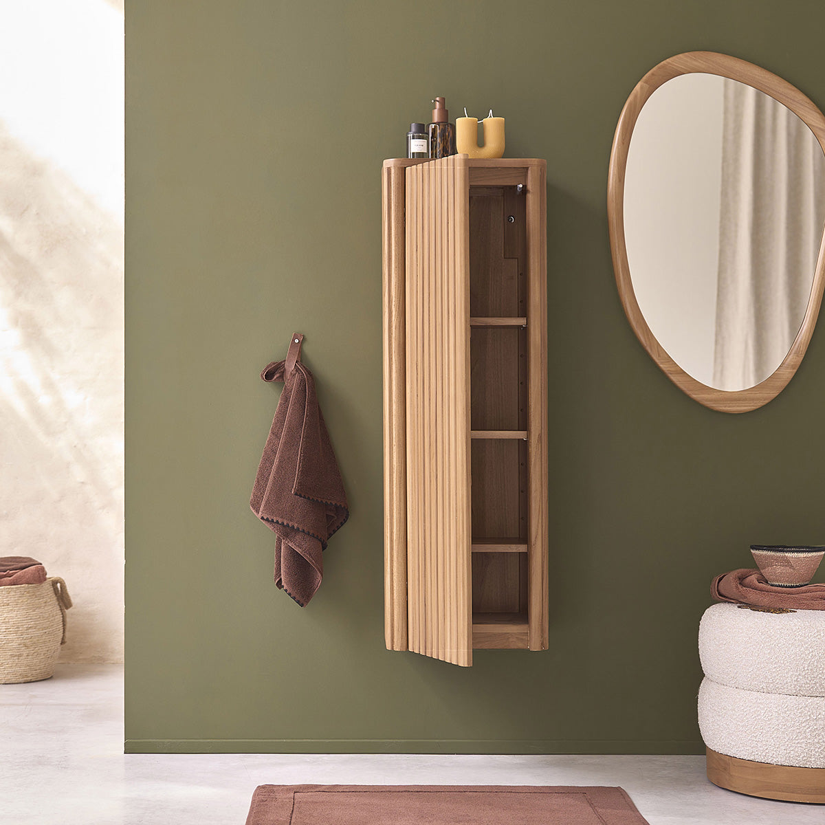 Berah Getah BELIZE Colonne salle de bain teck 120 cm suspendue