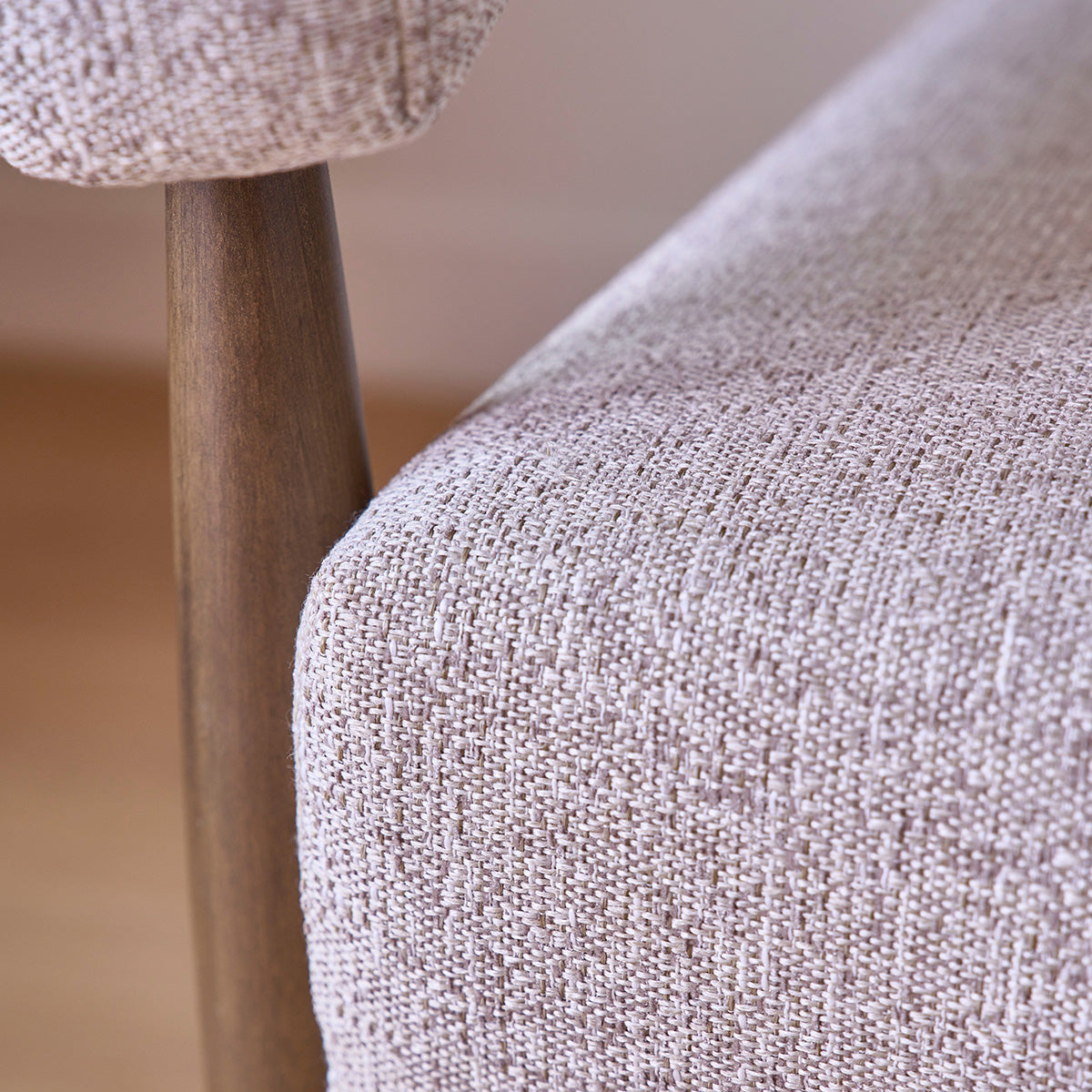 Berah Getah Éloi fauteuil hêtre tissu beige chiné