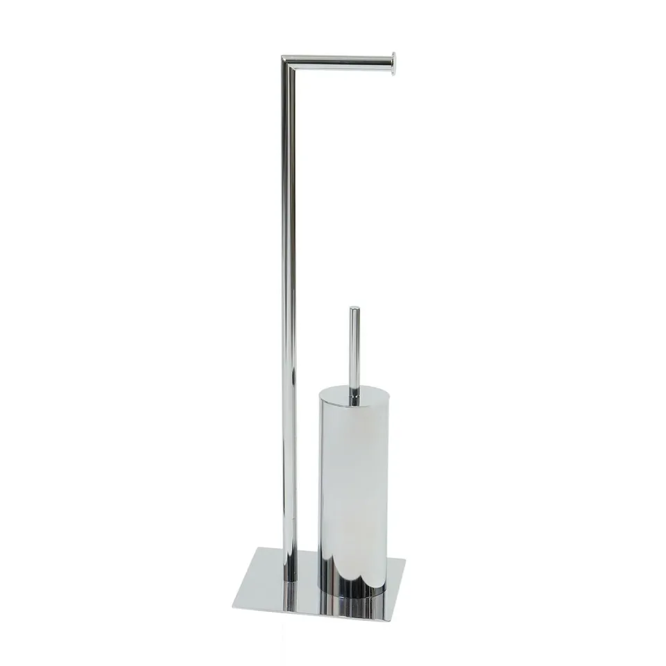 Andrea House Porte rouleau avec brosse WC métal moderne