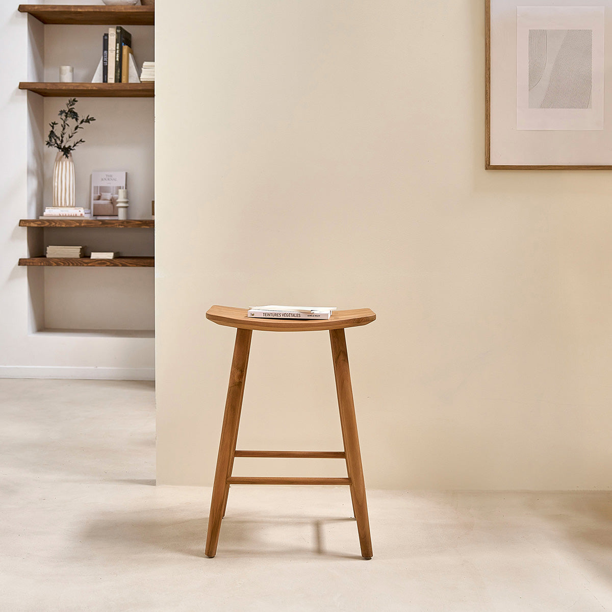 Berah Getah Ambre tabouret de bar teck massif 65 cm
