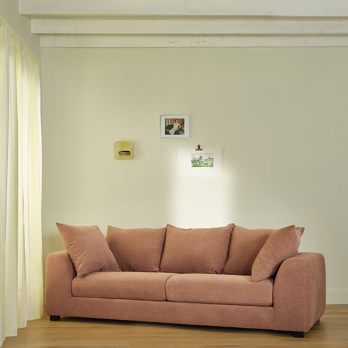 Berah Getah Edmond canapé droit 4 places lin terracotta