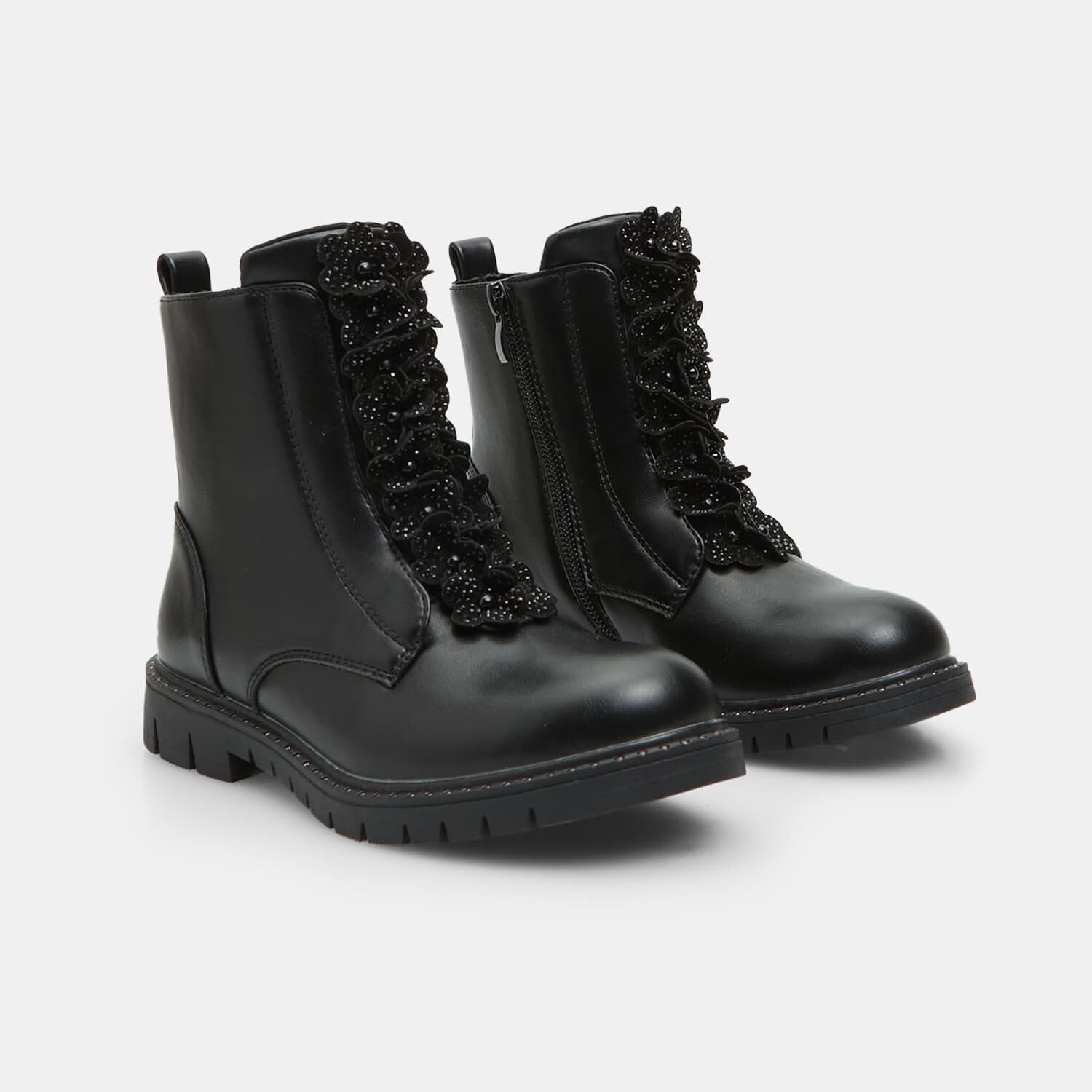 Bata Bottines Motard Fille Fleurs Paillettes