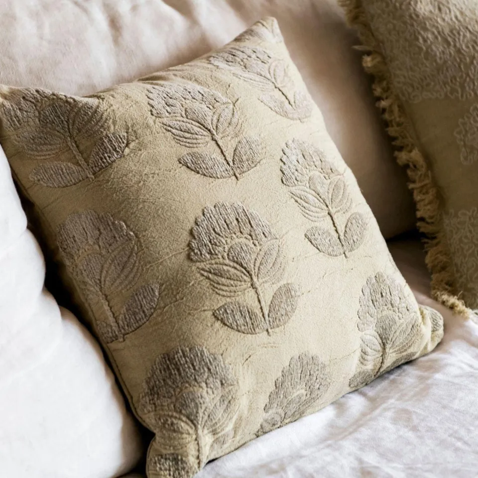 Andrea House Textil coussin canapé coton beige romantique