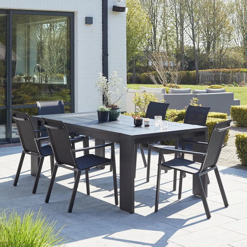 Berah Getah IBIZA salon de jardin alu 6 pers noir