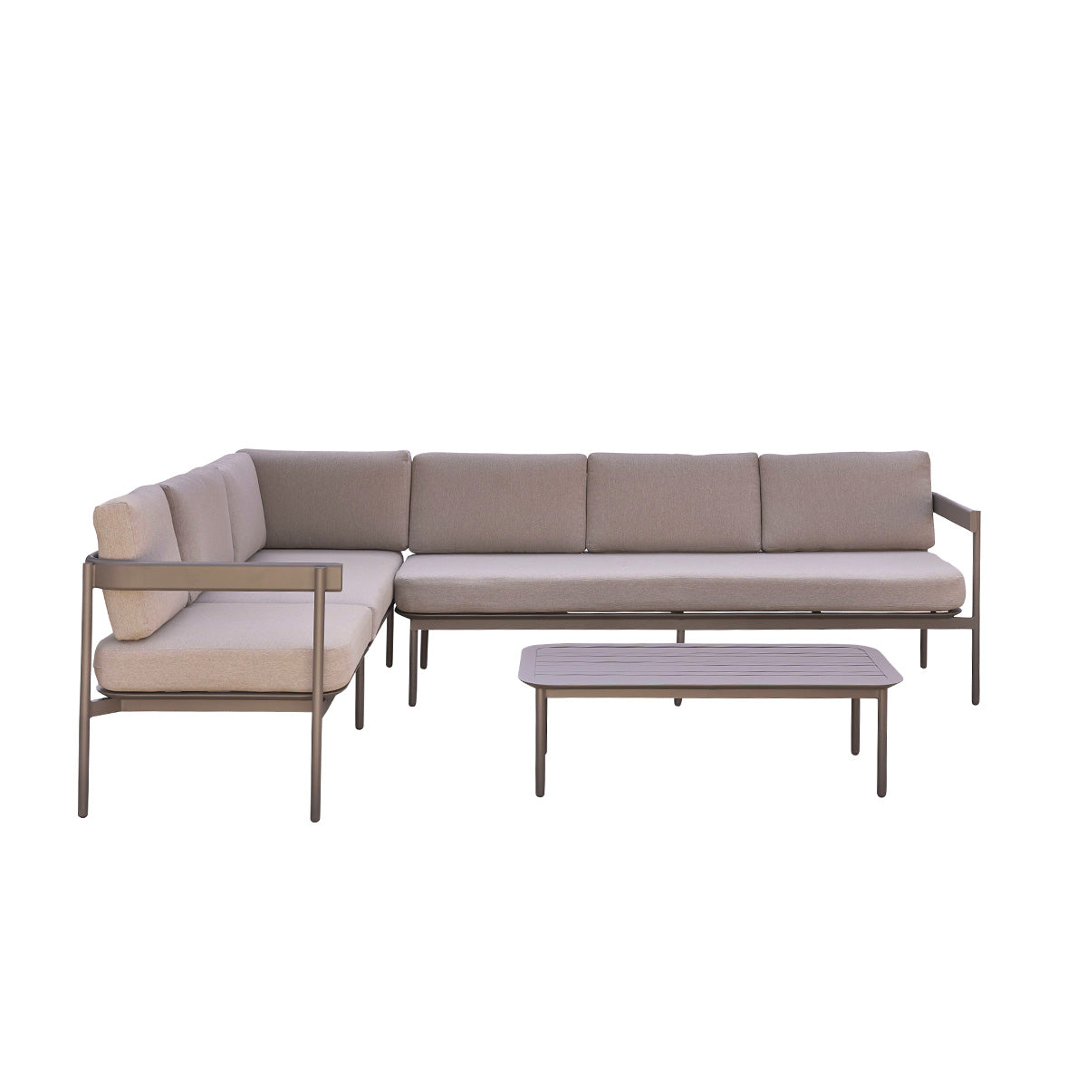 Berah Getah Alvar salon de jardin aluminium bas grège