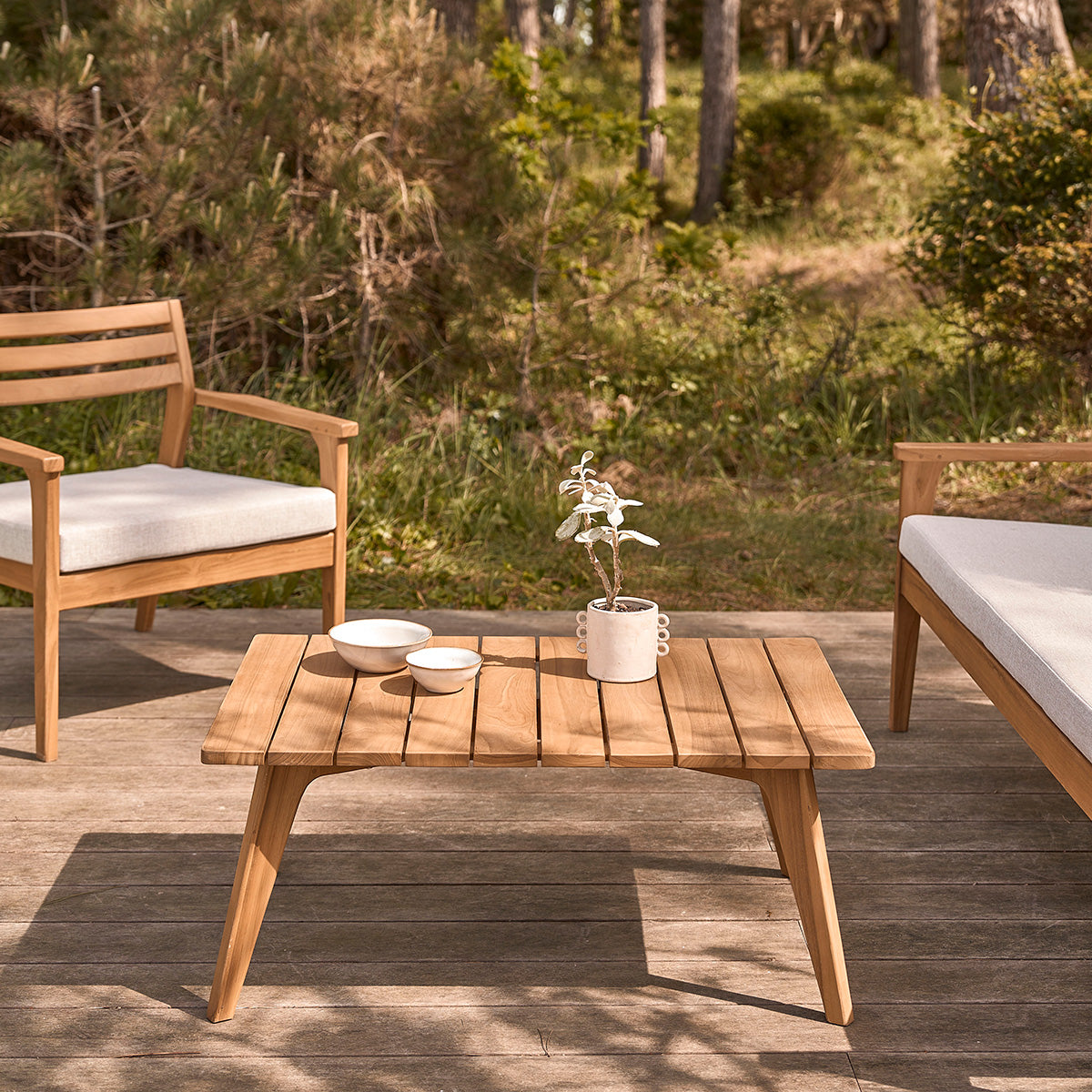 Berah Getah BARI table basse jardin teck massif lattes