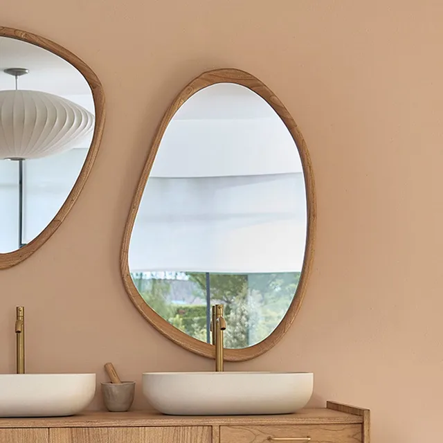 Berah Getah Fifties miroir bois 90x60 cm mindi massif
