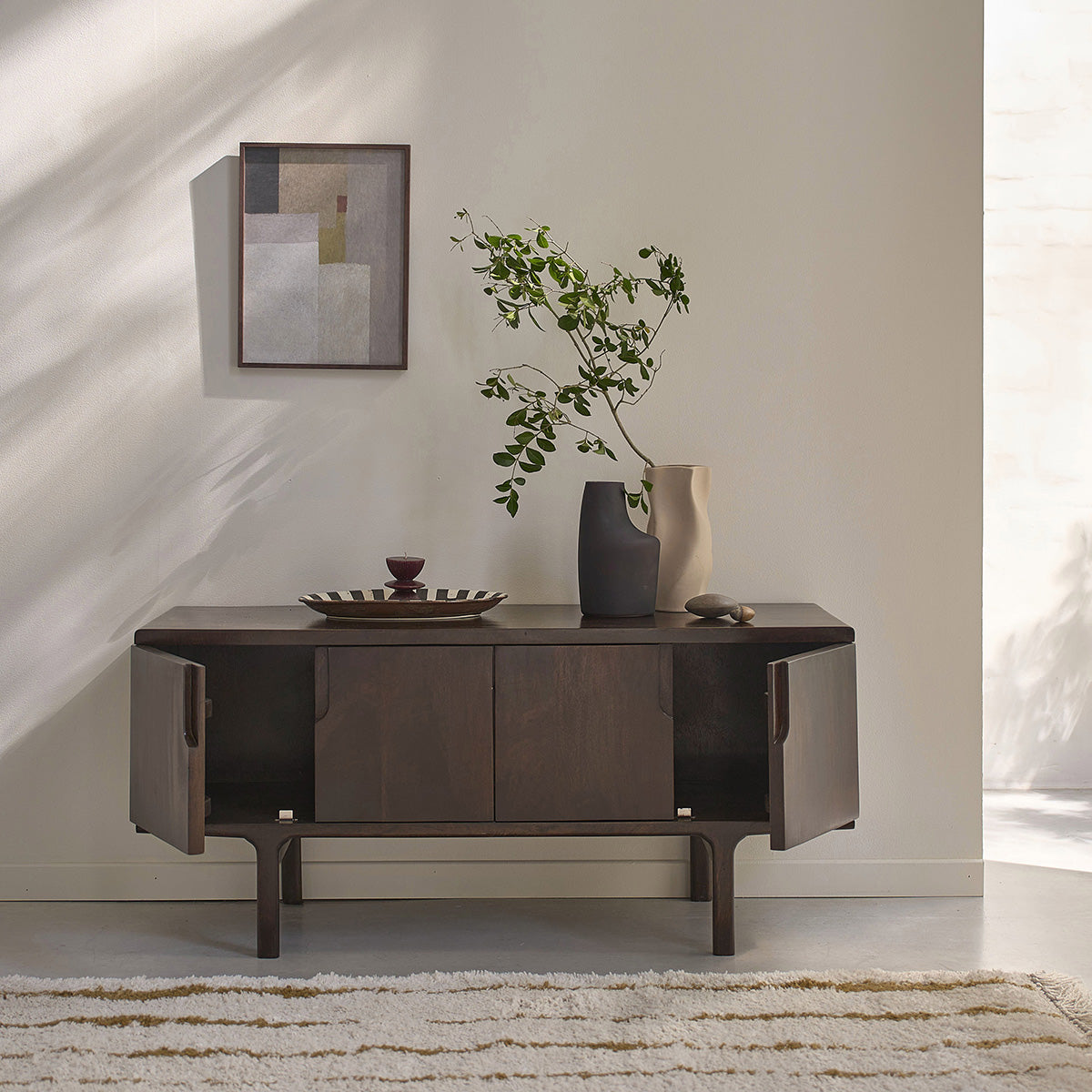 Berah Getah LAZARE Meuble TV manguier 120 cm 4 portes