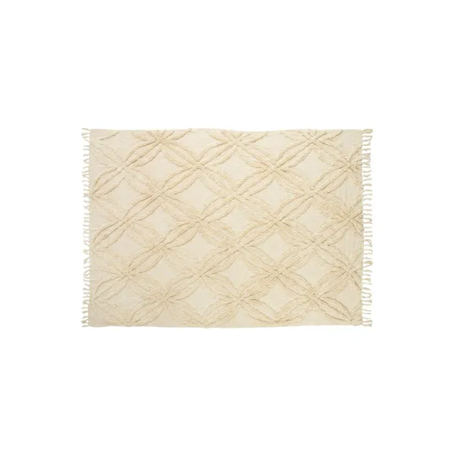 Andrea House Textil plaid coton beige 130x170 cm lit