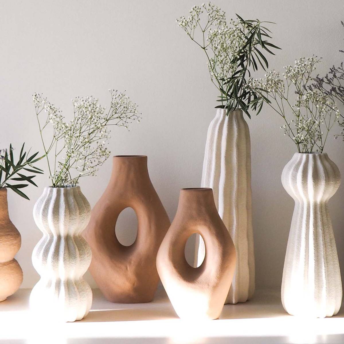 Andrea House Kaduna vase grès blanc 48,5 cm