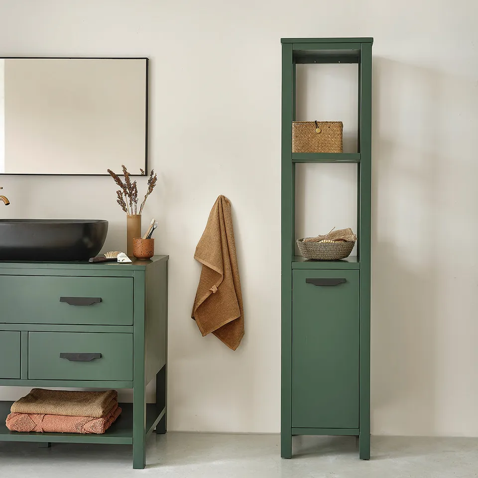 Berah Getah Olivia colonne salle de bain verte 160 cm acacia