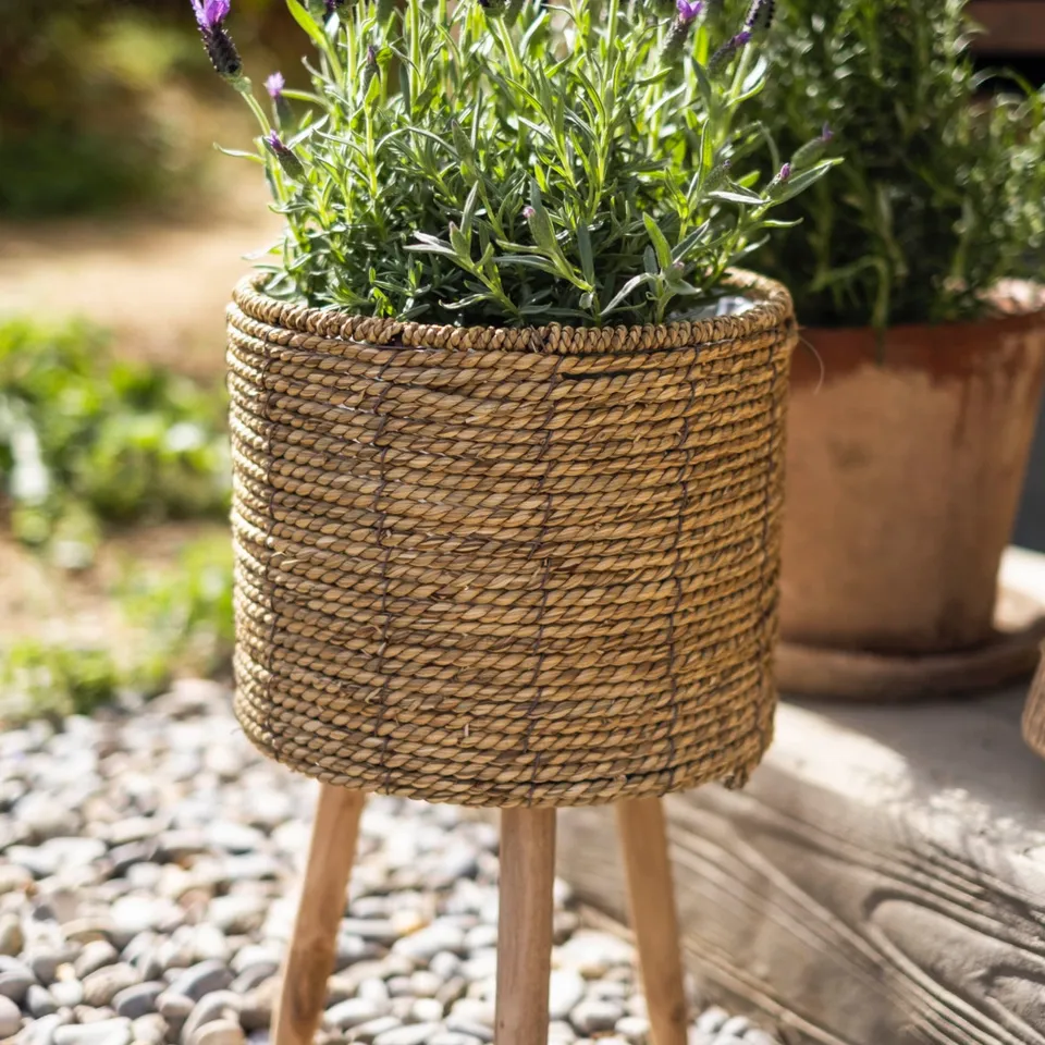 Andrea House lot 2 cache-pots sur pied jonc naturel