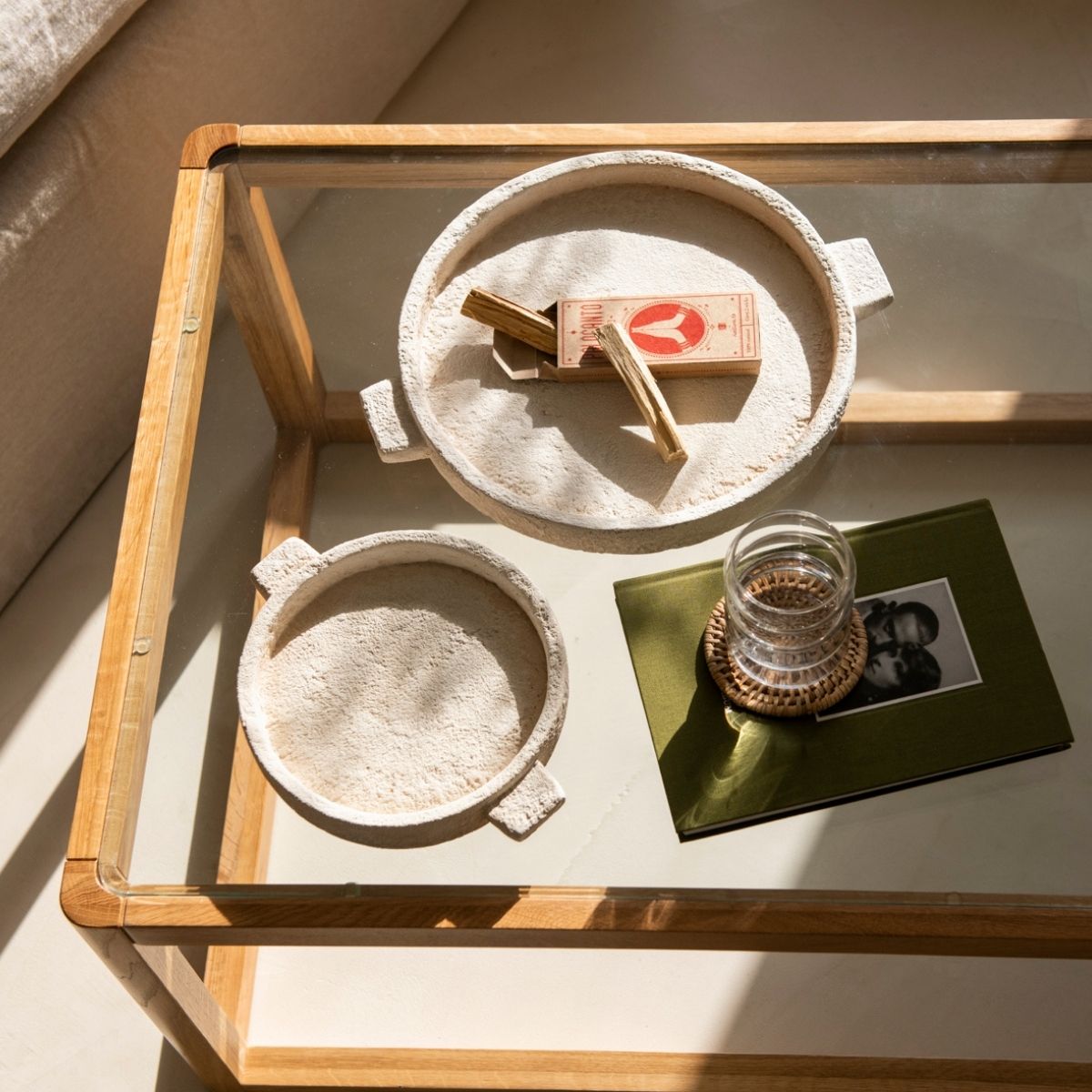 Andrea House Mueble table basse verre et bois salon