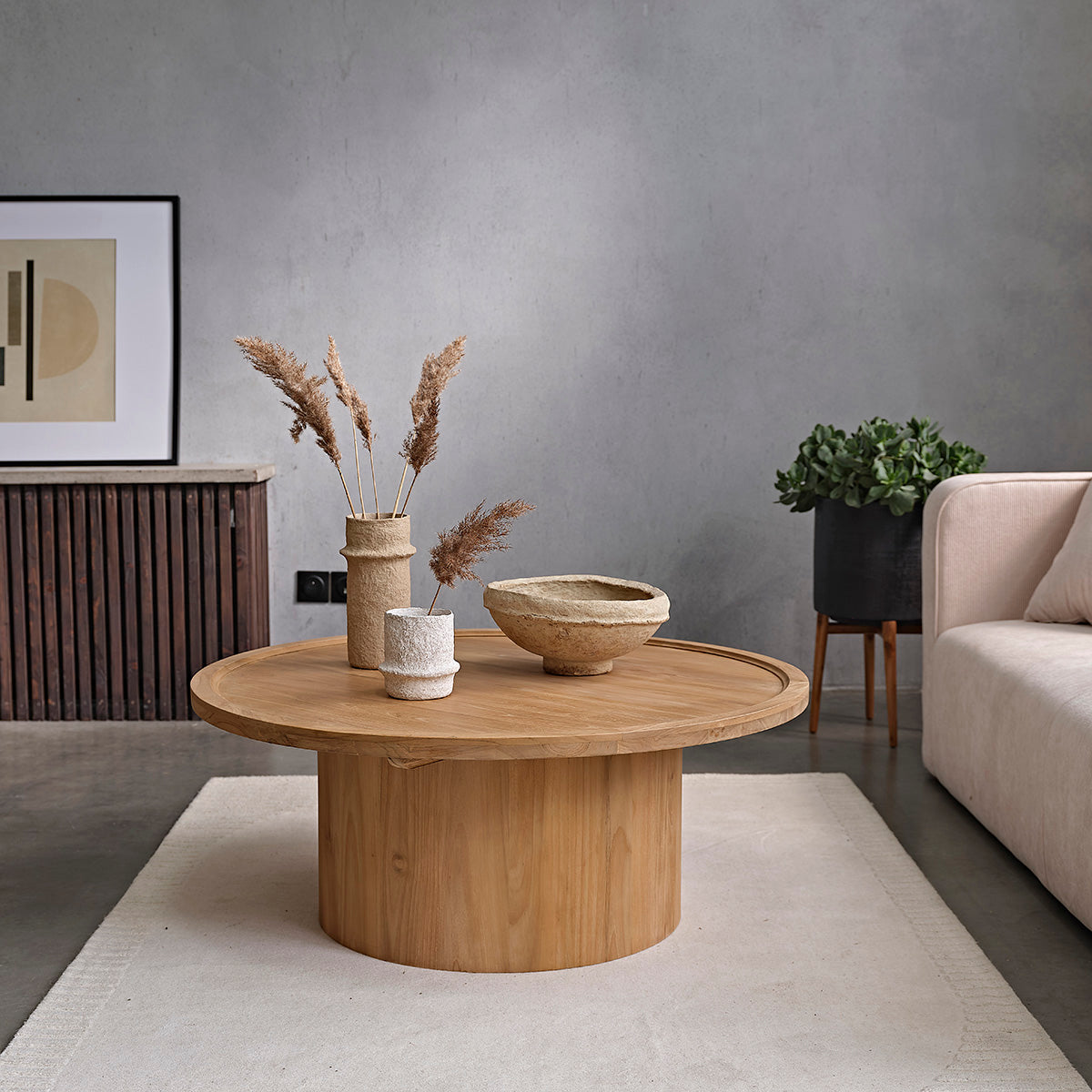 Berah Getah ALDO table basse ronde teck 100 cm