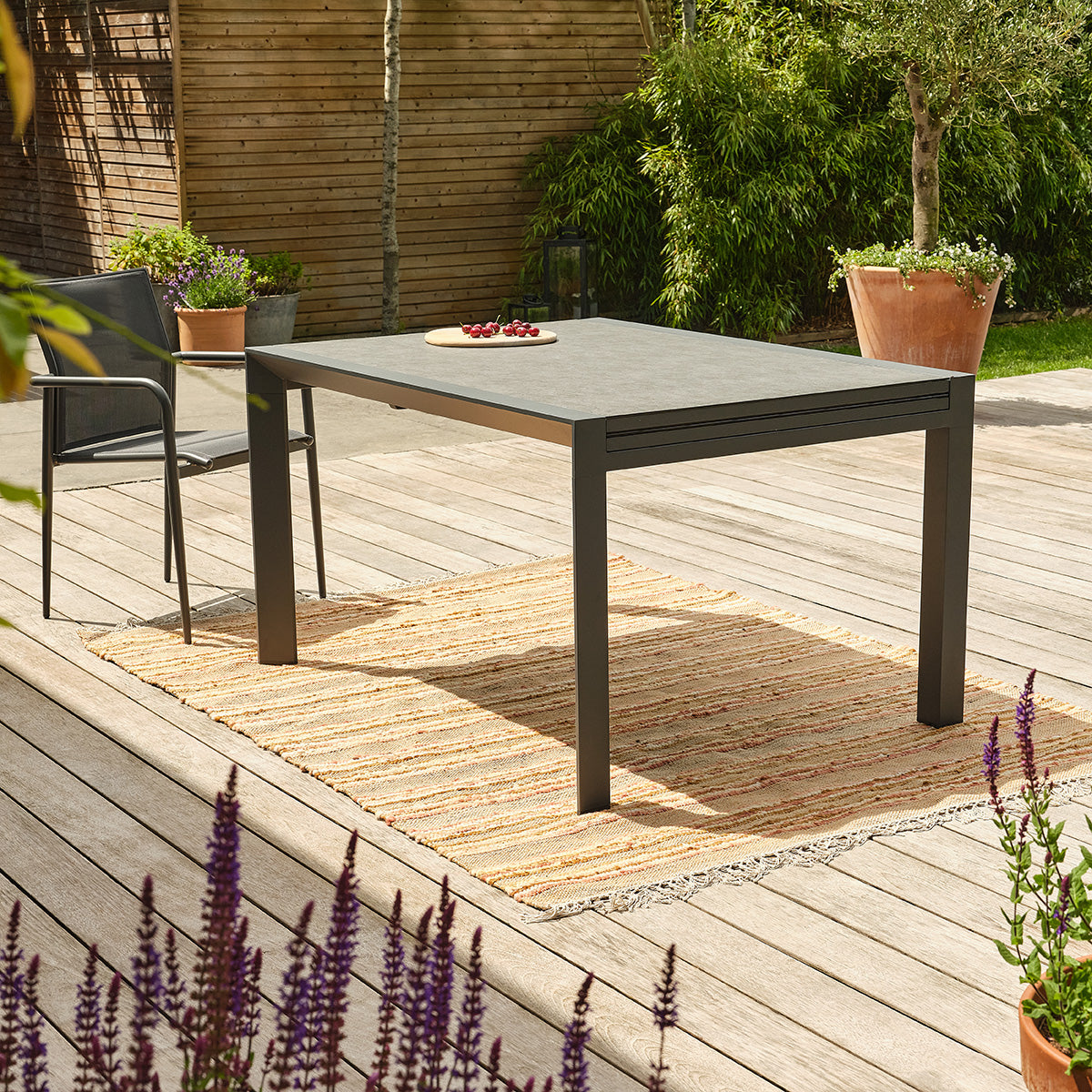 Berah Getah LAGON table jardin extensible gris 135-270 cm
