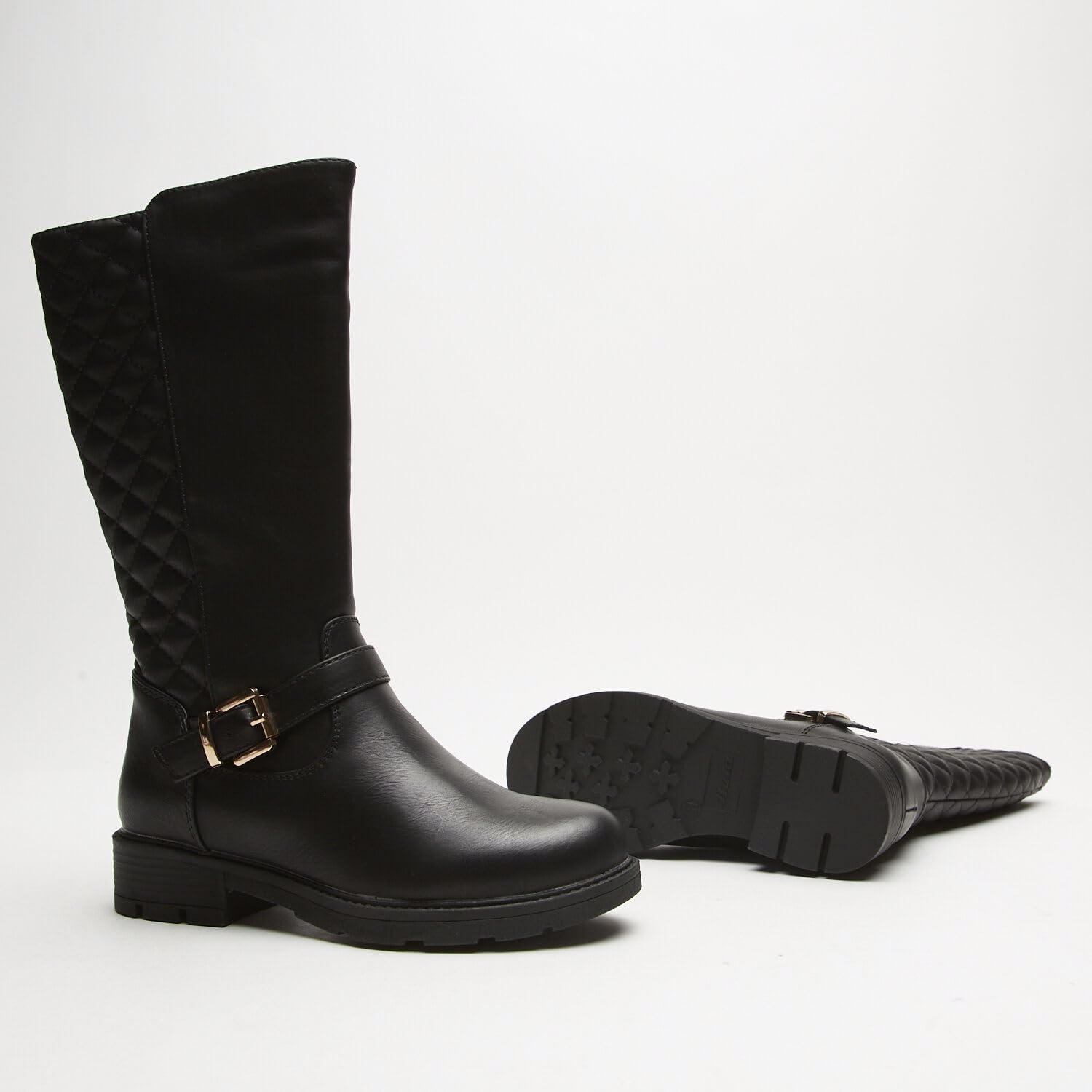 Bata Bottes femme matelassées à boucle - bottes plates