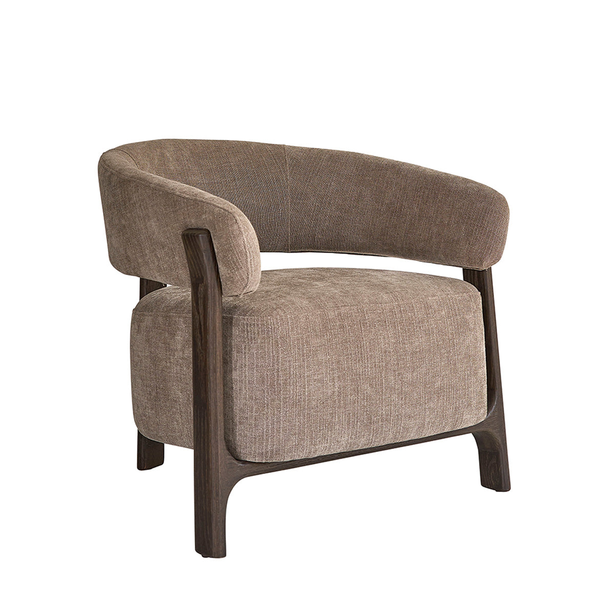 Berah Getah Salon Henri Fauteuil chêne chenille taupe