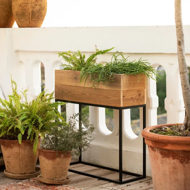 Andrea House jardinière bois rustique au sol