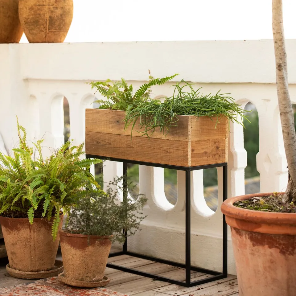 Andrea House jardinière bois rustique au sol