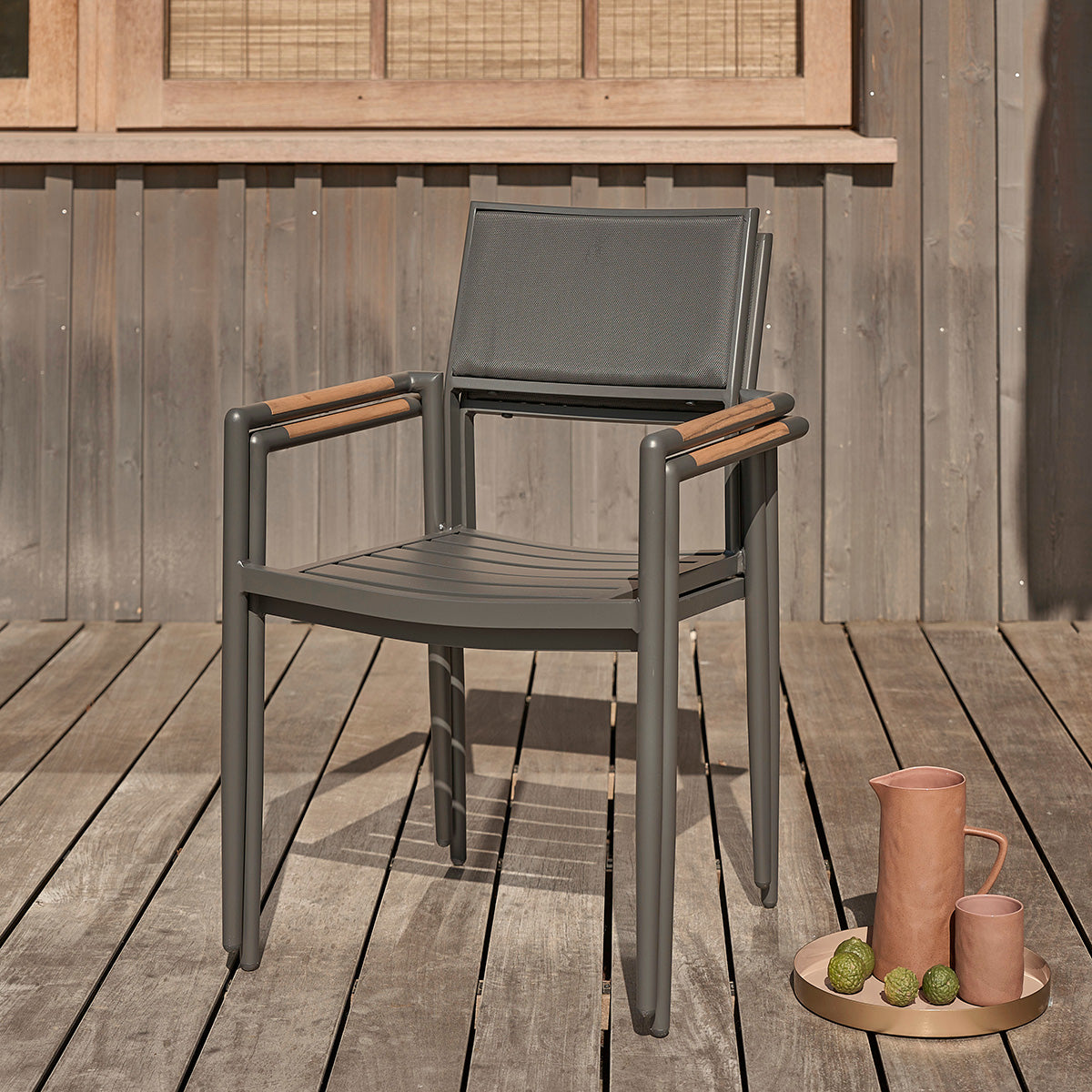 Berah Getah SIENA fauteuil jardin teck alu lot de 2