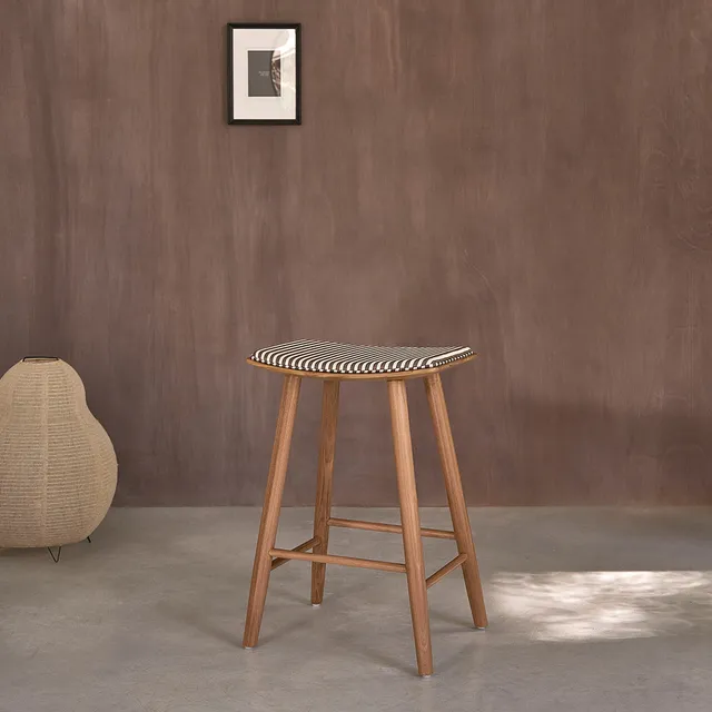 Berah Getah AMBRE Tabouret de bar teck 65 cm rayé