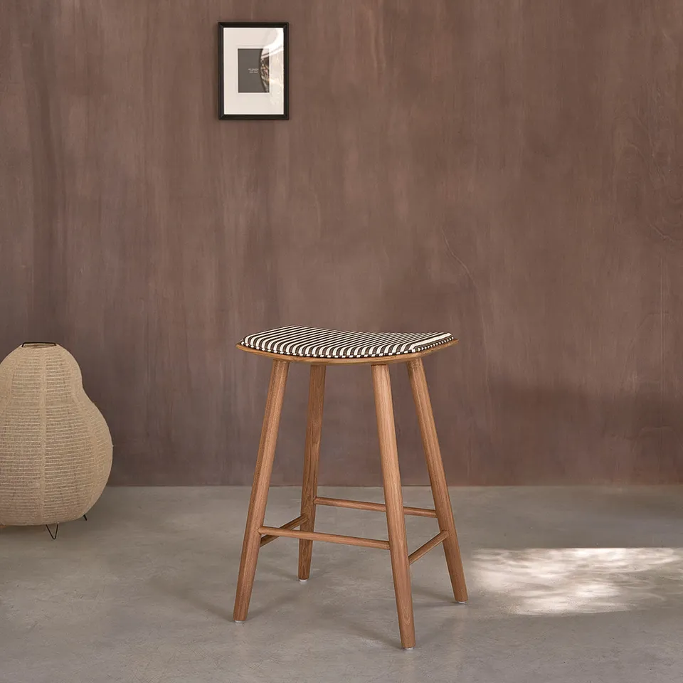 Berah Getah AMBRE Tabouret de bar teck 65 cm rayé