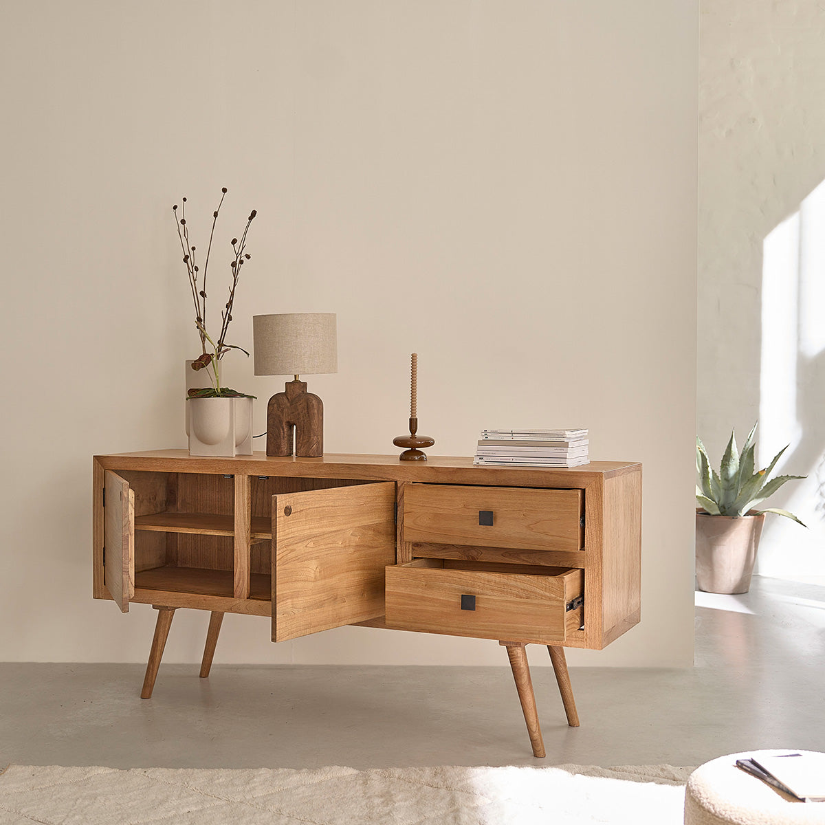 Berah Getah Sacha commode mindi massif 180 cm scandinave