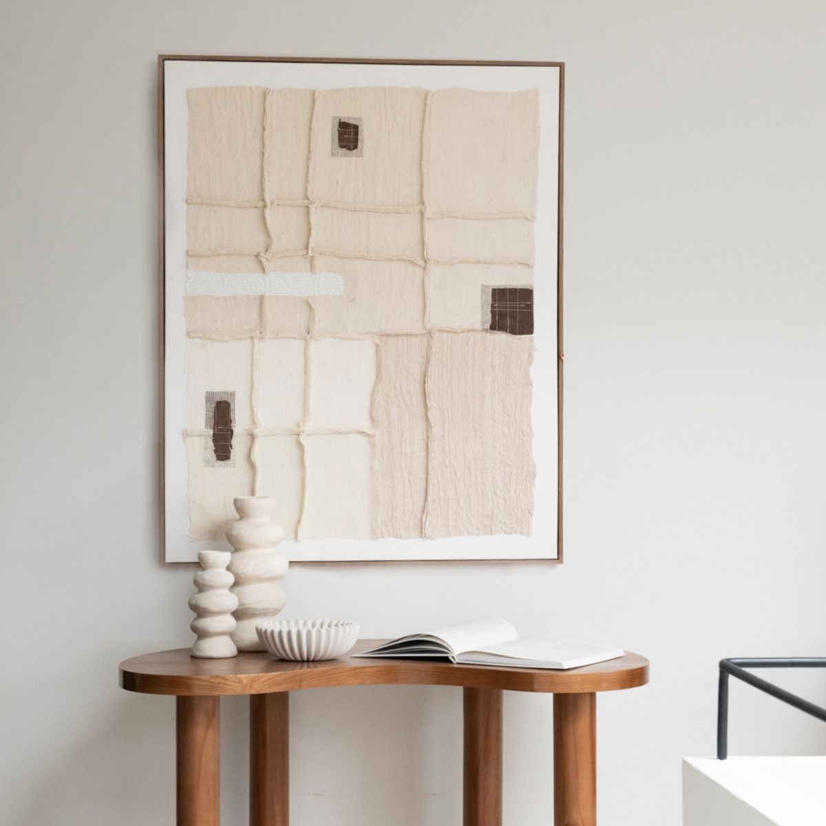 Andrea House Manaos tableau abstrait beige 80x100 cm