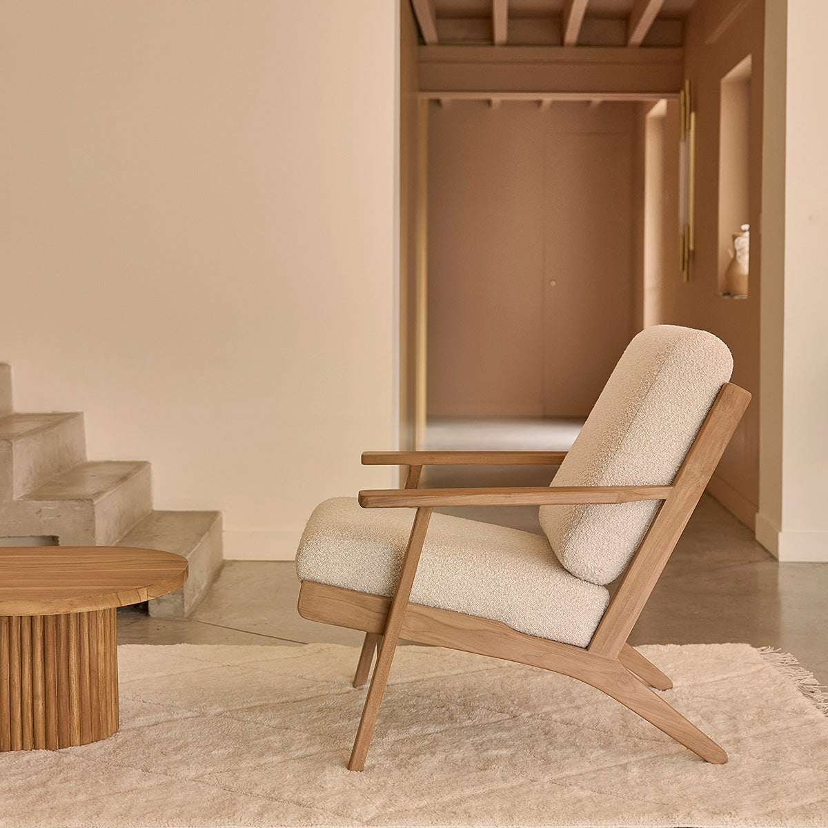 Berah Getah SERENE Fauteuil teck bouclette blanc